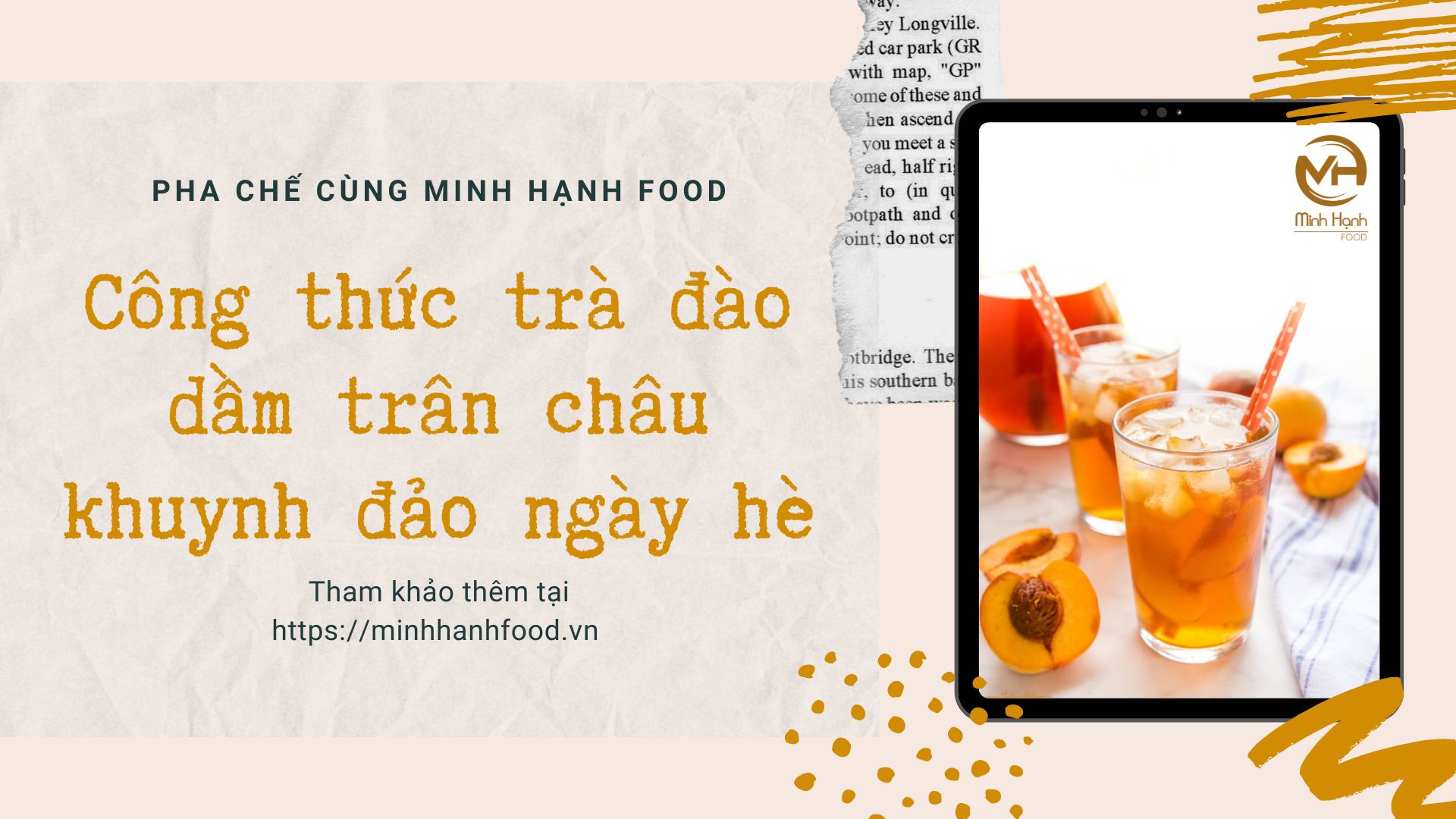 Công Thức Trà Đào Dầm Trân Châu Khuynh Đảo Ngày Hè - Minh Hạnh Food